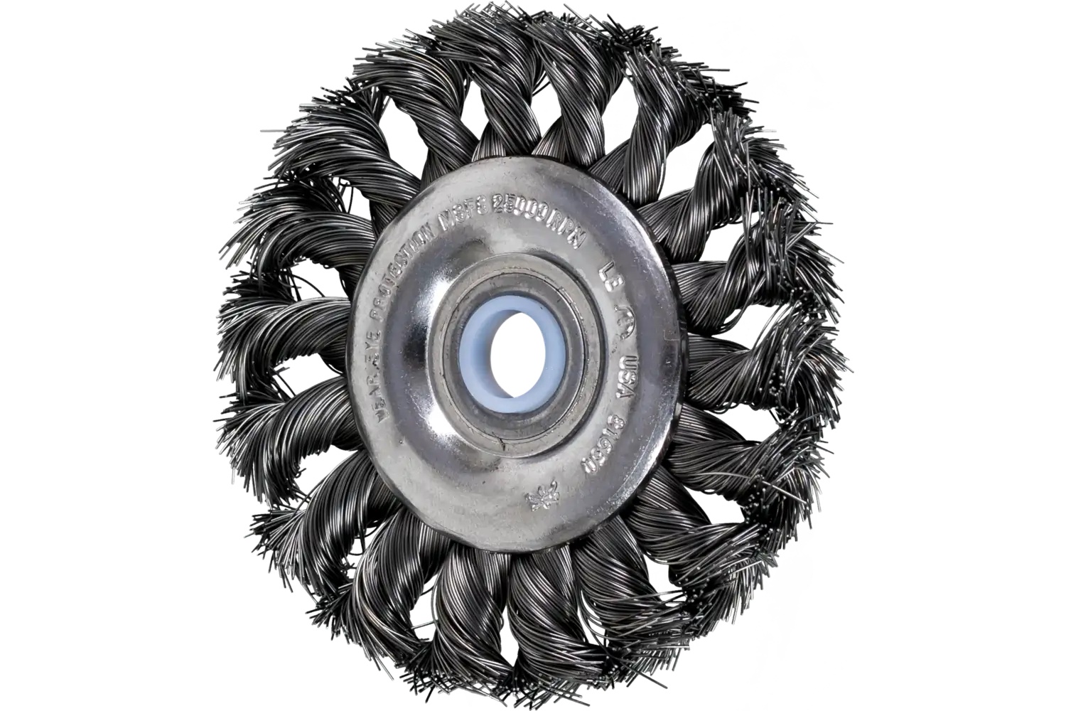 Picture of Pferd Standard Twist Knot Wire Wheel Brush 3" Dia. .012 Carbon Steel 1/2-3/8" Arbor